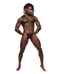 Male Power Zodiac PU Leather Shoulder Harness Black O/S - Image 2