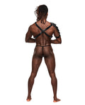 Male Power Aquarius PU Leather Chest Harness w/Half Sleeve Black O/S - Image 4
