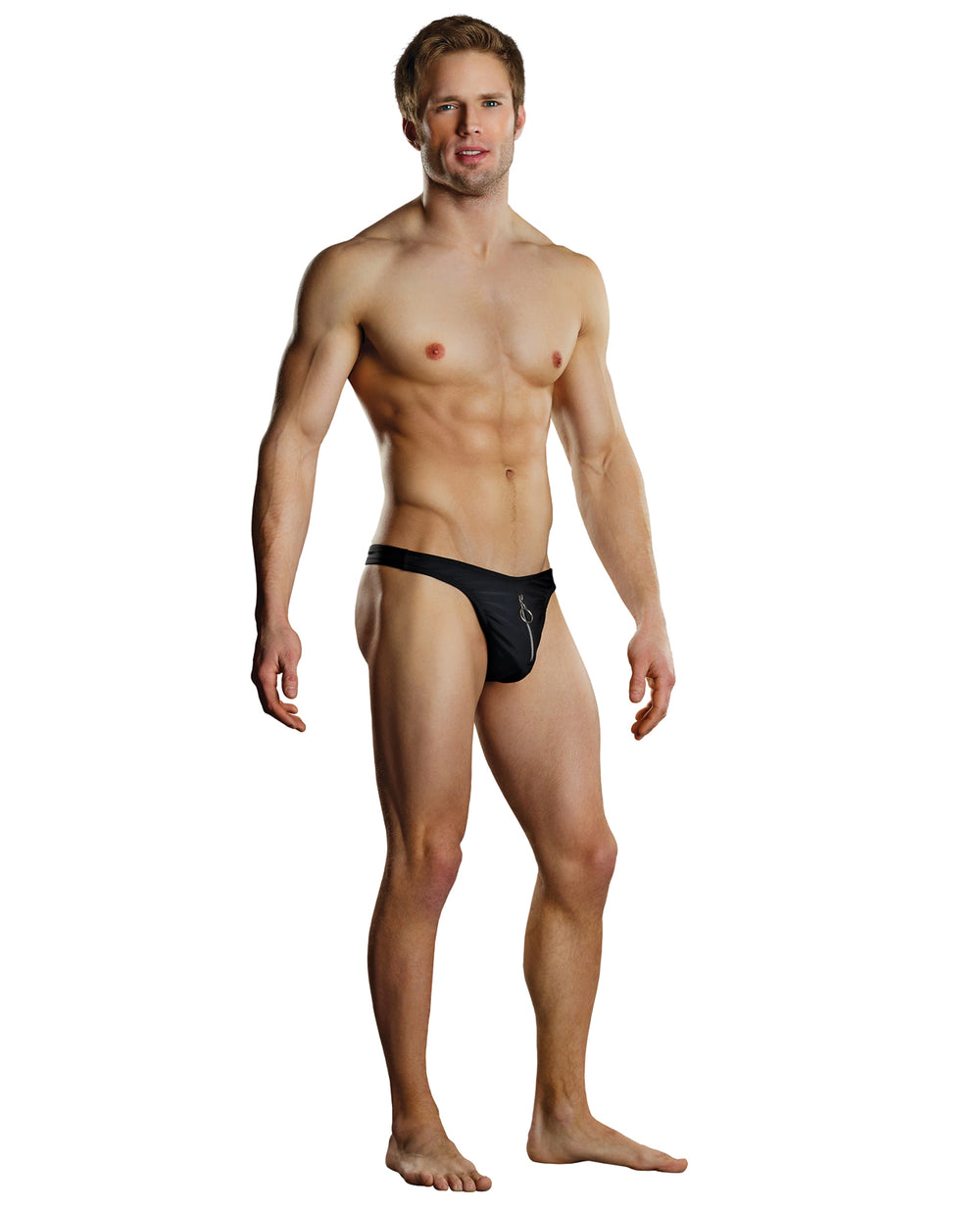 Male Power Male Power Zipper Thong Black L/XL