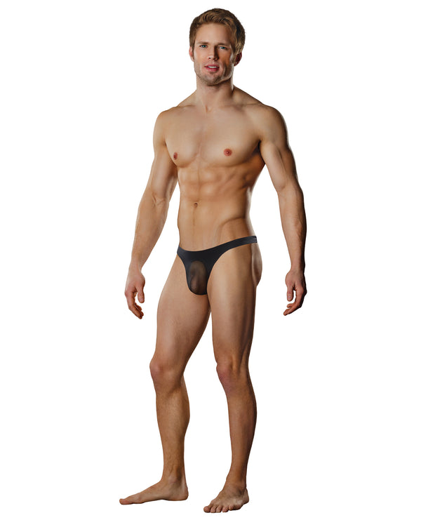 Male Power Male Power Sheer Nylon Lycra Pouch Thong Black L/XL