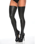 Mapale Wet Look Thigh Highs Black O/S
