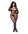 Mapale Long Sleeved All Over Fishnet Body Stocking Black QN - Image 2