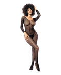 Mapale Long Sleeved All Over Fishnet Body Stocking Black O/S