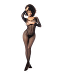 Mapale Long Sleeved All Over Fishnet Body Stocking Black O/S - Image 2