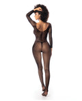 Mapale Long Sleeved All Over Fishnet Body Stocking Black O/S - Image 4