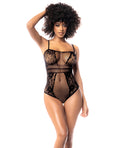 Mapale Floral Fishnet Bodysuit Black O/S