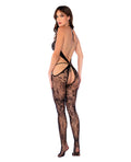 Mapale Floral Fishnet Body Stocking (Thong not Included) - Black O/S - Image 2