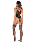 Mapale Floral Cincher Fishnet Body Stocking (Thong not Included) - Black O/S - Image 2