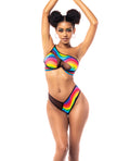 Mapale Pride One Shoulder Top, Garter Belt & Panty Black Prints L/XL - Image 2