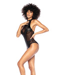 Mapale Mesh & Wet Look Halter Bodysuit Black S/M - Image 2
