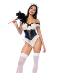 Mapale French Maid Lace Bodysuit w/Head Piece 2 pc Set (Accessories not included) - Black/White S/M