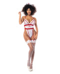 Mapale Sexy Nurse Bodysuit & Head Piece White/Red S/M