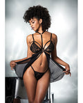 Mapale Mesh & Lace Two in One Teddy w/Detachable Skirt Black L/XL - Image 2