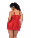 Mapale Sequin Embellished Babydoll w/G-String - Red 3X/4X - Image 2