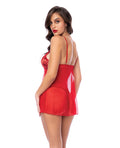 Mapale Sequin Embellished Babydoll w/G-String - Red L/XL - Image 2