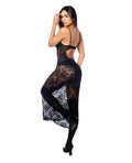 Mapale Lace Underwire Long Gown w/Panty & Garter Belt 2 pc Set (Stockings not Included) - Black S/M - Image 2