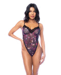 Mapale Night Butterfly Bodysuit w/Hook and Eye Crotch Closure - Black L/XL