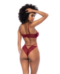 Mapale Lace Underwire Top w/Thong 2 pc Set - Rosewood L/XL - Image 2