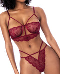 Mapale Lace Underwire Top w/Thong 2 pc Set - Rosewood L/XL - Image 3