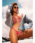 Mapale Seductive Garden Floral Mesh Bralette w/G-String 2 pc Set - Multi-Color S/M - Image 3