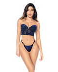 Mapale Underwire Bustier w/Removeable Straps & Adjustable Panty 2 pc Set - Black/Blue S/M - Image 2