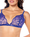 Mapale Lace Bralette w/G-String & Garter 3 pc Set - Sapphire Blue S/M - Image 2