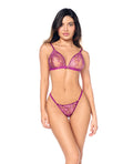 Mapale Sheer Lace Triangle Top w/Panty 2 pc Set - Pink L/XL
