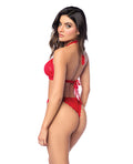 Mapale Lacy Halter Top w/Panty 2 pc Set - Red L/XL - Image 2