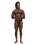 Male Power Leather Taurus Adjustable Buckle Thong Black O/S - Image 2