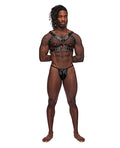 Male Power Leather Gemini Double Ring Harness Black O/S