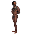 Male Power Leather Gemini Double Ring Harness Black O/S - Image 2