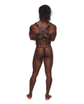 Male Power Leather Gemini Double Ring Harness Black O/S - Image 3