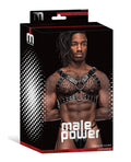 Male Power Leather Gemini Double Ring Harness Black O/S - Image 4