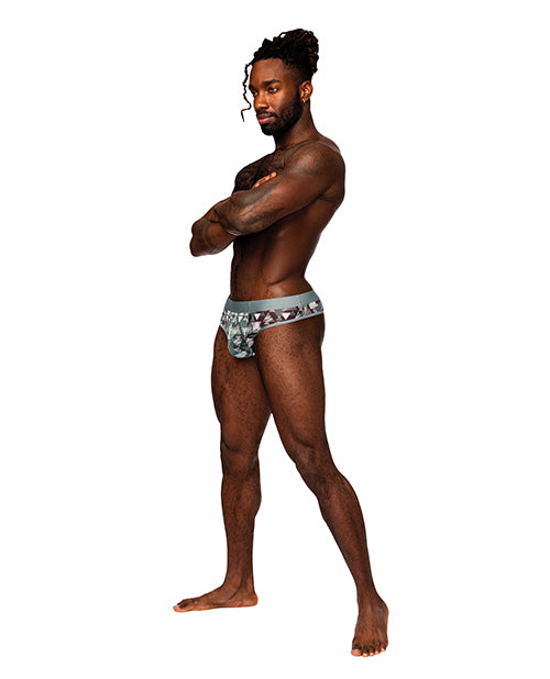 Male Power Sheer Prints Mesh Poly Spandex Thong Optical S/M