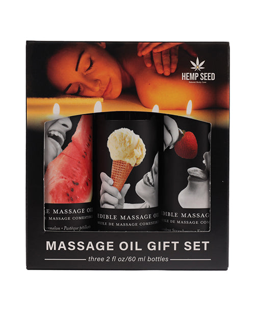 Earthly Body Earthly Body Edible Massage Oil Gift Set - 2 oz Watermelon, Strawberry & Vanilla