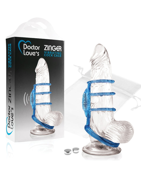 Doctor Love Doctor Love's Zinger Vibrating Cock Cage - Blue