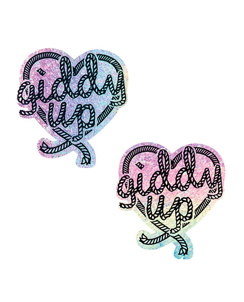 Neva Nude Neva Nude Giddy Up Heart Reflective Pasties - Rainbow O/S