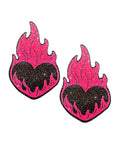 Neva Nude Neva Nude Flaming Heart Glitter Pasties - Black/Red O/S