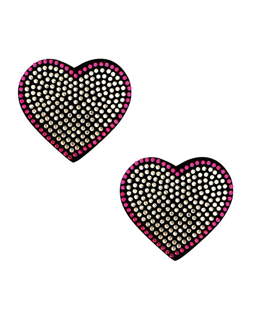 Neva Nude Neva Nude Burlesque Heart N' Soul Crystal Heart Pasties - Pink/Clear O/S