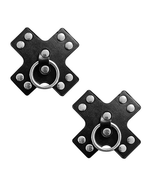 Neva Nude Neva Nude Burlesque Pierced N' Punked Leather Metal X Silicone Reusable Pasties - Black O/S