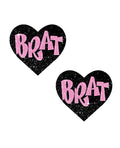 Neva Nude Neva Nude Brat Glitter Heart Pasties - Black/Pink O/S - Image 2
