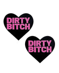 Neva Nude Neva Nude Dirty Bitch Heart Pasties - Black/Pink O/S - Image 2