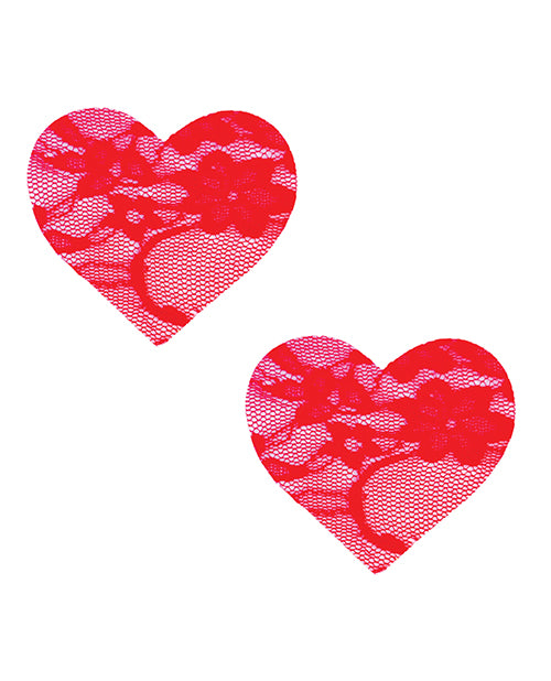 Neva Nude Neva Nude Lace Heart Pasties - Red O/S