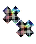 Neva Nude Holographic X Factor Pasties - Rainbow/Black O/S (2)