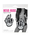 Neva Nude Holographic Skeleton Hands Pasties - White/Black O/S (2)