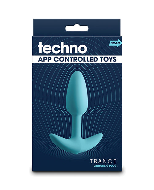 Techno Techno Trance App Controlled Vibrating Anal Plug w/Remote - Blue