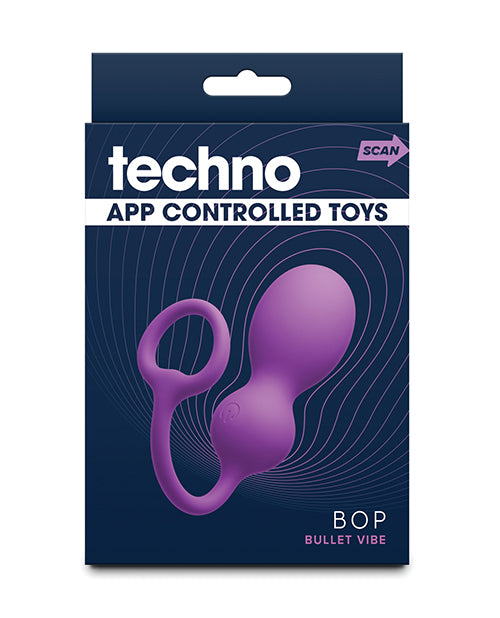 Techno Techno Bop Butt Plug w/Cock Ring - Violet