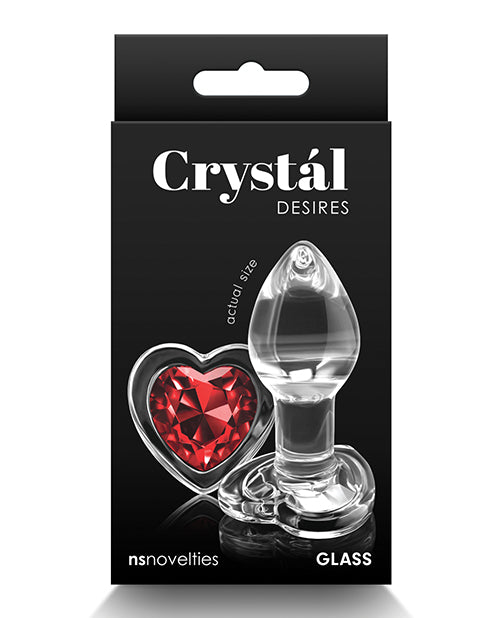 Crystal Crystal Desires Glass Heart Gem Butt Plug Small - Red