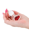 Crystal Crystal Desires Glass Heart Gem Butt Plug Small - Red - Image 4