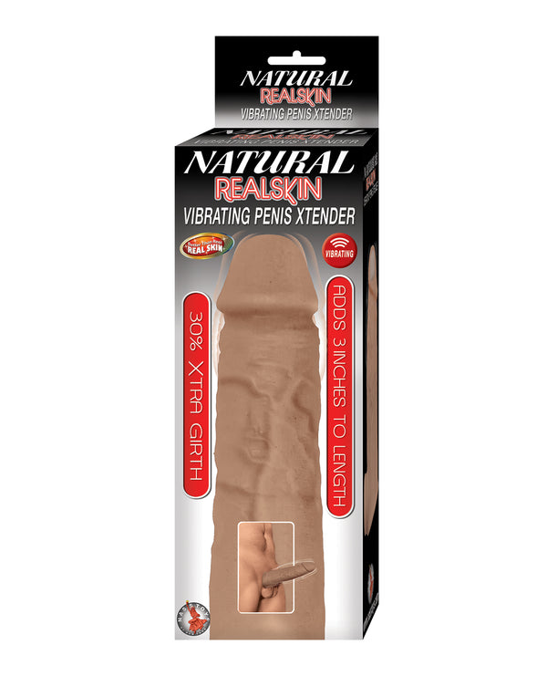 Natural Realskin Natural Realskin Vibrating Penis Xtender - Brown